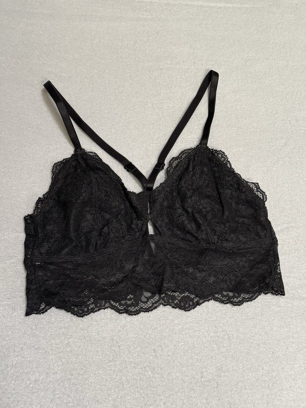 Express One Eleven Lace Racerack Pullover Bralette Womens Medium Black